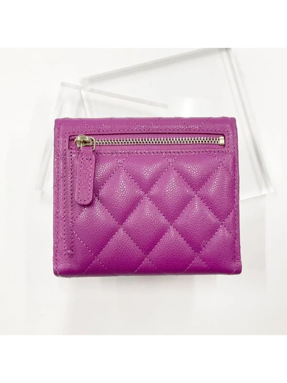 Chanel Quilted Caviar Leather CC Logo Wallet Trifold